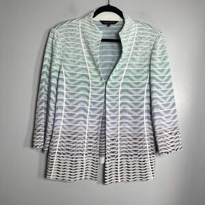MING WANG Jacket Cardigan Size Large Pastel Multicolor Knit Clasp Closure‎ Work